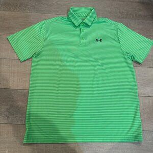 UNDER ARMOUR MENS GREEN LOOSE HEAT GEAR GOLF POLO SHIRT LARGE